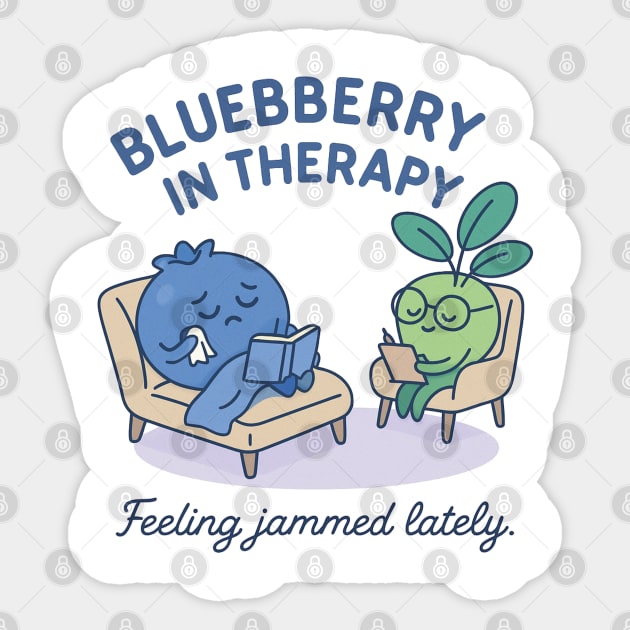 Blueberry in Therapy Shirt | Garden Therapy Collection by Leaf & Lee – Funny Mental Health Tee for Self Care & Therapy Humor Lovers Sticker by Anne Lee